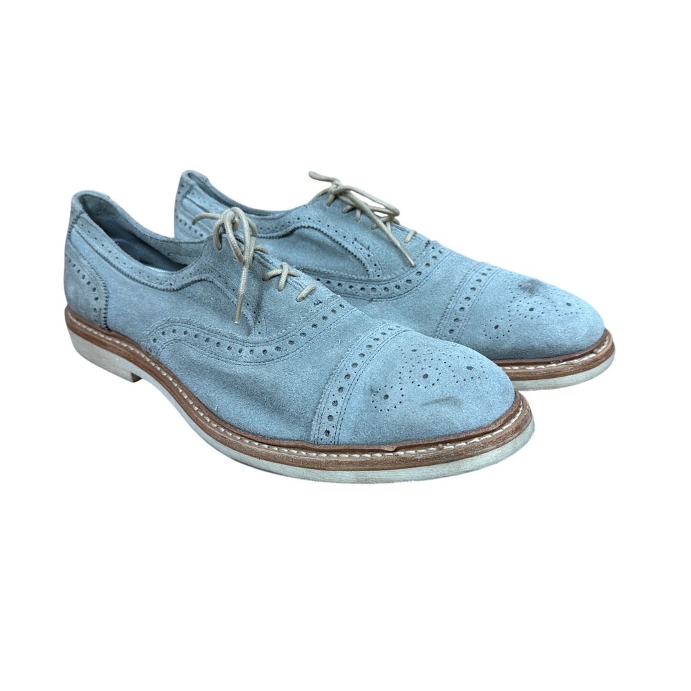 Cole Haan Wingtip Oxfords Mens 10 Grey Suede Brogue Lace Up Dress Shoes